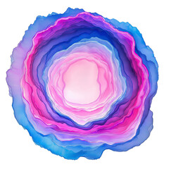 Obraz premium Glowing Circular Wave: Bright Pink And Blue Layers Emanating Outward On A White Background