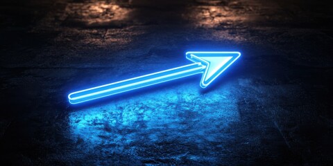 Neon electric blue outline in the shape of an arrow, glowing softly against a black surface