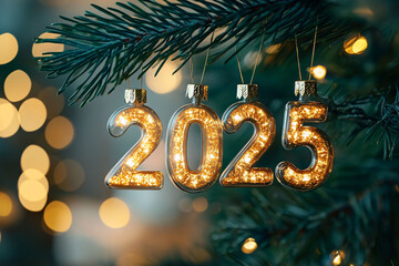 Glass Ornaments, Christmas Lights, 2025, Holiday Decoration, Festive Glow, Warm Ambiance, Winter Season, Celebration, New Year