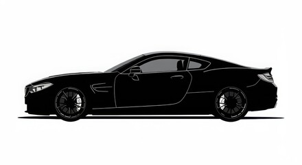 Naklejka premium Car Silhouette white background, Sports car silhouette vector artwork on white background