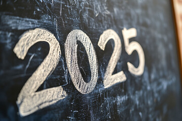 2025 written with white chalk on a blackboard