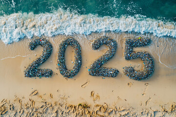 Eco-Friendly 2025 Numbers on a Beach