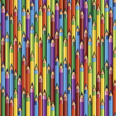 Seamless vector background with multicoloured bright pencils. Background for children's publications, packaging and decoration