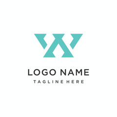 Initial letter A or W, logo design template vector