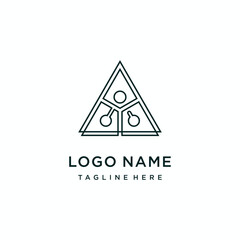 Triangle and person inside, logo design template vector