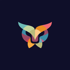 Fototapeta premium Tiger owl head overlapping color, logo design vector