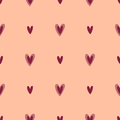 Cute seamless pattern with hearts. Vector Pastel background. Valentines day and love