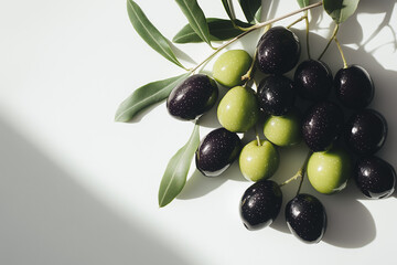 green olives on a black background