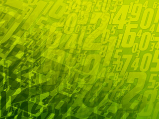 large and small numbers and blur stacked on top of each other on gradient green and yellow background, business, banner, template, copy space