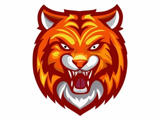 Tiger head mascot Colorful tiger head embroidered patch badge on white background.
