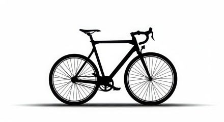 Cycle black and white Silhouette isolated background, Silhouette of a carbon fiber road racing bicycle
