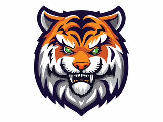 flat color vector esport tiger logo isolated white