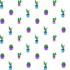 Cactuses on pots pattern