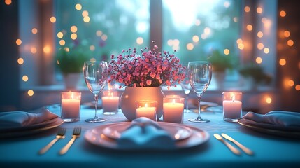 A luxurious dining table featuring folded napkins golden cutlery and candles in a refined intimate atmosphere