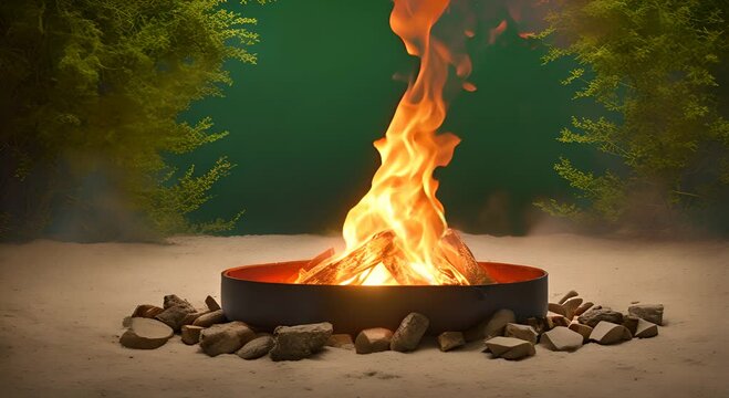 Green screen pixel fire pixel campfire 4K