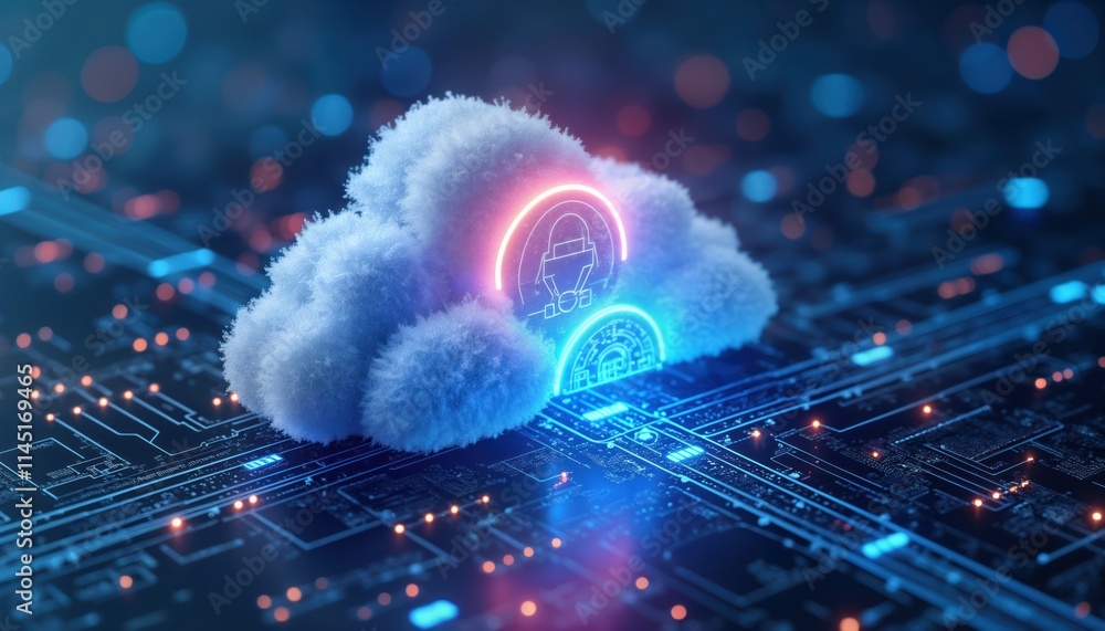 Leinwandbilder secure cloud storage solution with data transfer protection. futuristic digital service for data tra