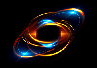 Glow swirl light effect. Circular lens flare. Abstract rotational lines. Power energy element. Luminous sci-fi. Shining neon lights. Magic arena. Swirl trail effect. Glint scene. Dynamic ellipse.