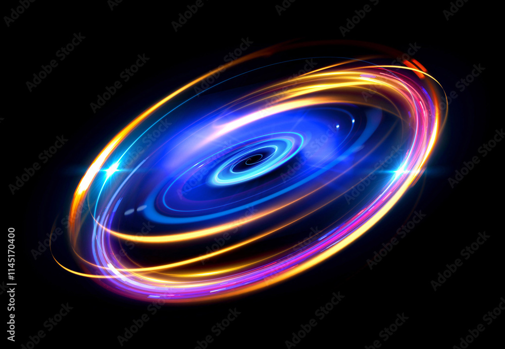Wall mural glow swirl light effect. circular lens flare. abstract rotational lines. power energy element. lumin