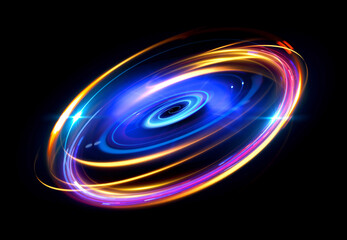 Glow swirl light effect. Circular lens flare. Abstract rotational lines. Power energy element. Luminous sci-fi. Shining neon lights. Magic arena. Swirl trail effect. Glint scene. Dynamic ellipse.