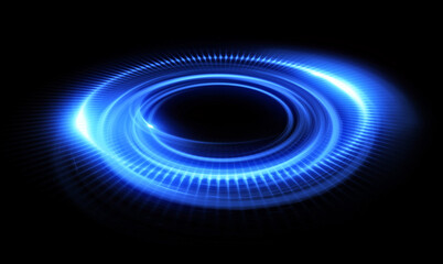 Glow swirl light effect. Circular lens flare. Abstract rotational lines. Power energy element. Luminous sci-fi. Shining neon lights. Magic arena. Swirl trail effect. Glint scene. Dynamic ellipse.