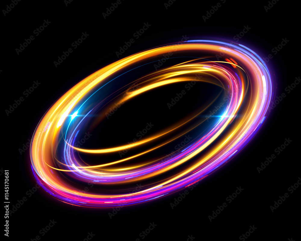 Wall mural glow swirl light effect. circular lens flare. abstract rotational lines. power energy element. lumin