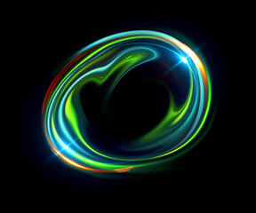 Glow swirl light effect. Circular lens flare. Abstract rotational lines. Power energy element. Luminous sci-fi. Shining neon lights. Magic arena. Swirl trail effect. Glint scene. Dynamic ellipse.