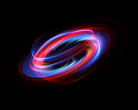 Glow swirl light effect. Circular lens flare. Abstract rotational lines. Power energy element. Luminous sci-fi. Shining neon lights. Magic arena. Swirl trail effect. Glint scene. Dynamic ellipse.