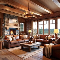 Fototapeta premium Illustration of a country style living room