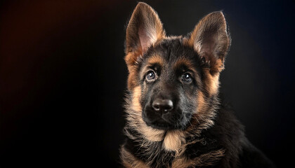 Portrait of cute german shepard puppy dog, generative ai
