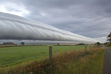 Dramatic Shelf and Wall Cloud Formation with Funnel Structure in the Sky: Captivating Meteorological Phenomenon