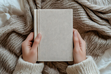 Blank Book Cover Mockup in Cozy Setting