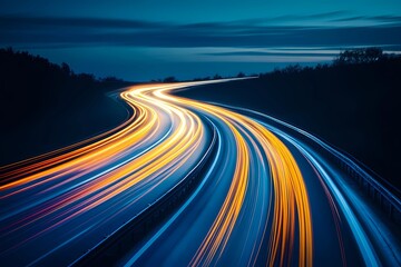 Abstract light trails at night captured