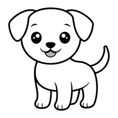 Adorable Puppy Coloring Page with Crisp Black Lines