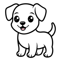 Adorable Puppy Coloring Page with Crisp Black Lines