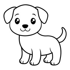 Adorable Puppy Coloring Page with Crisp Black Lines