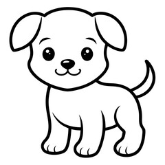 Adorable Puppy Coloring Page with Crisp Black Lines