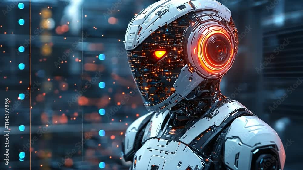 Aufkleber futuristic robot with glowing details showcasing advanced artificial intelligence capabilities