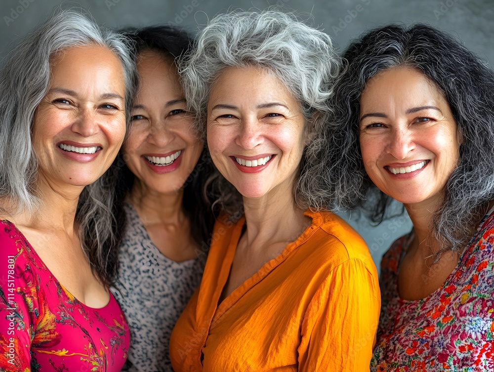 Wall mural Smiling woman of different ages embracing her nature