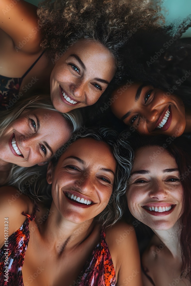 Wall mural Smiling woman of different ages embracing her nature