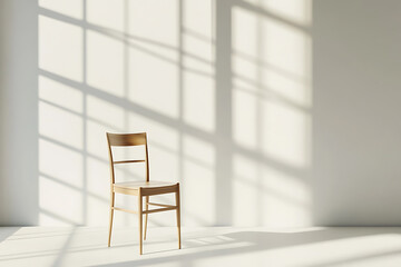 Fototapeta premium Lone Chair in Sunlit Room