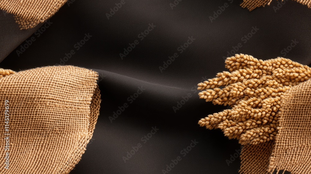 Poster natural fibers showcase their texture and warmth through soft folds, enhanced by warm lighting in a 