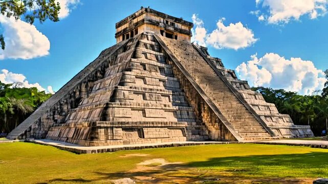 mayan pyramid in chichen itza in yucatan, mexico
