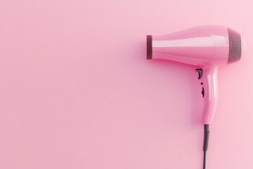 Fototapeta premium Stylish Hairdressing Essentials Displayed on Soft Pink Backdrop with Ample Space for Your Text