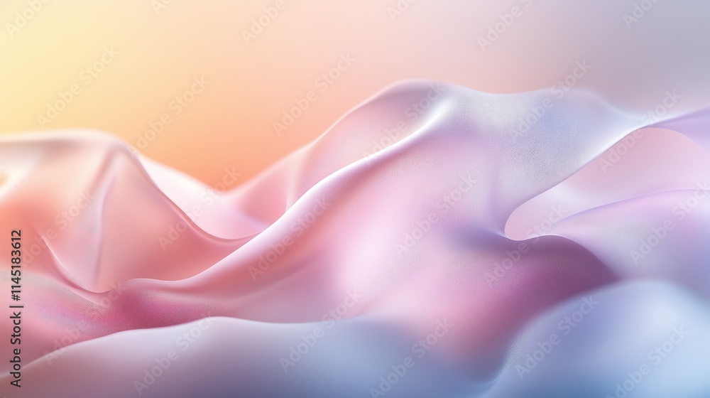 Aufkleber soft fabric waves in pastel colors create a serene atmosphere in a tranquil setting at dawn