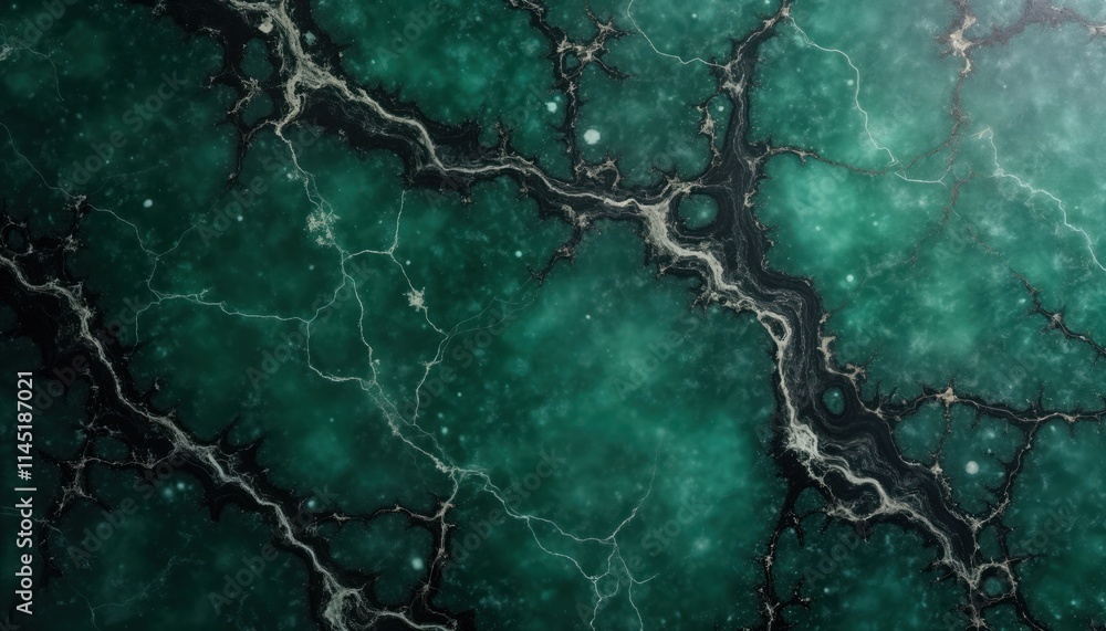 Aufkleber emerald green marble surface with intricate dark veins. natural pattern. elegant and luxurious backg