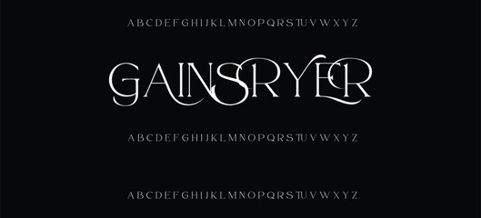 Luxury serif font in modern style. Elegant wedding alphabet letters font and number. Typography Luxury classic lettering serif fonts decorative vintage retro logo