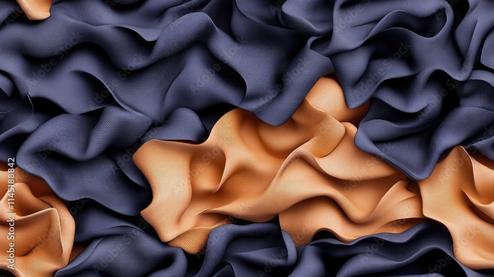 Poster abstract background showcases three-dimensional curves in deep colors, creating a sense of movement 