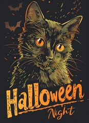 halloween poster celebration design with black cat