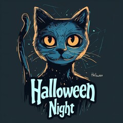 Halloween poster cat on a black background