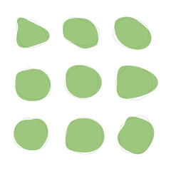 Abstract organic liquid amoeba blob hand drawт on white background. Green color with green line.